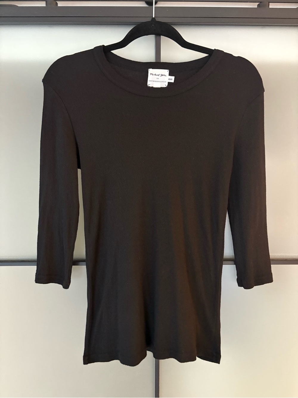 Michael Stars for Anthropologie Black Long Sleeve Crewneck Top